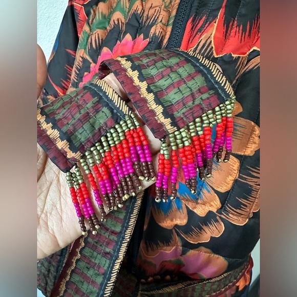 Farm Rio Printed Reversible Crazy Mix Puffer Jacket Fun Print Boho Hippie M SOLD - Picture 13 of 13